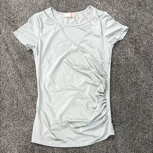 Elegant Women's Short Sleeve Maternity Light Gray Top